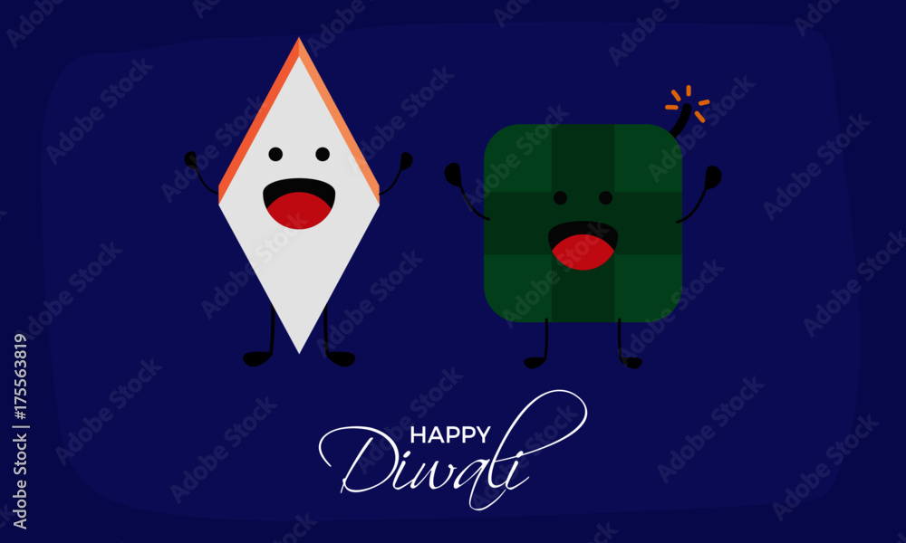 Happy Diwali Concept. Laughing Kaju Katli And Cracker Emoji. Indian 