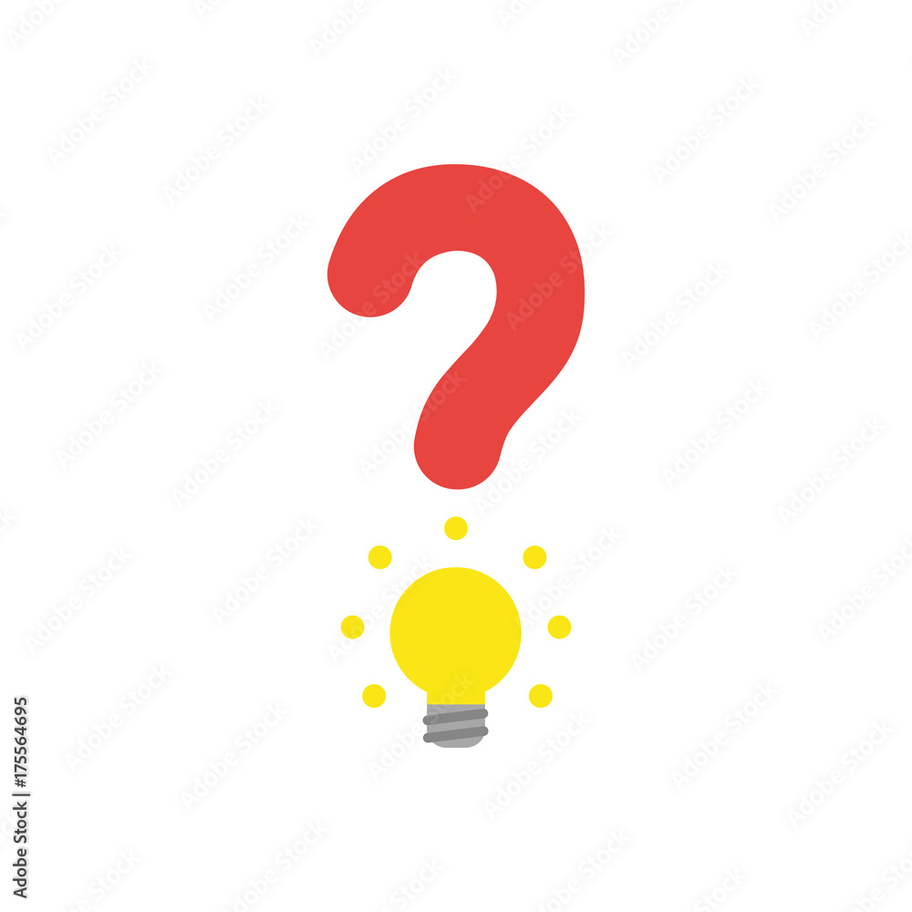 Flat design vector concept of question mark with yellow light bulb Flat design vector concept of question mark with yellow light bulb