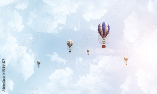 Fototapeta Naklejka Na Ścianę i Meble -  Flying hot air balloons in the air.
