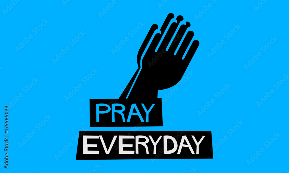 Obraz premium Retro 'Pray Everyday' Poster With Folded Hands