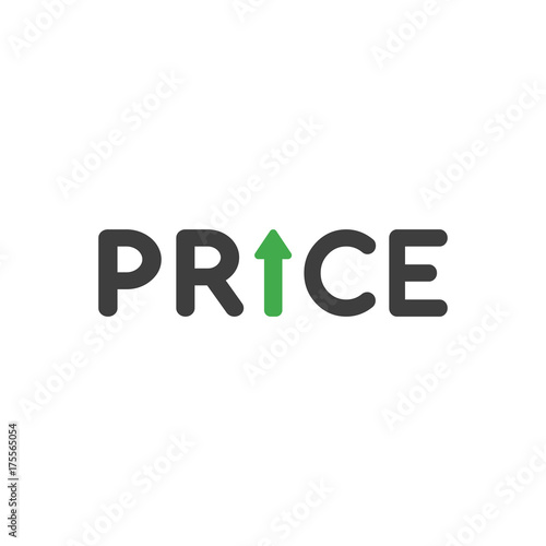 Flat design vector concept of price word with arrow moving up