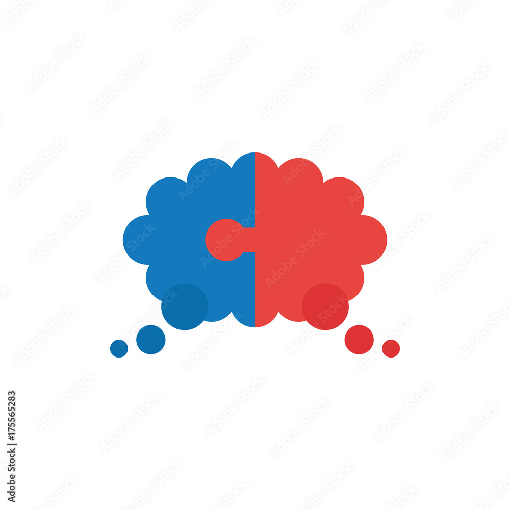 Flat design vector concept of two pieces puzzle thought bubble Flat design vector concept of two pieces puzzle thought bubble
