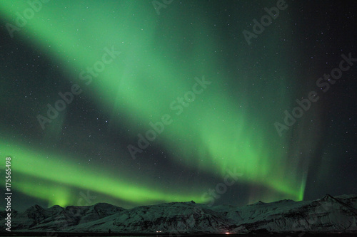 The Northern Lights  Aurora borealis  over Jokulsarlon in Iceland