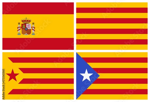 Flags. Spain. Catalonia. Estelada roja. Estelada blava   photo