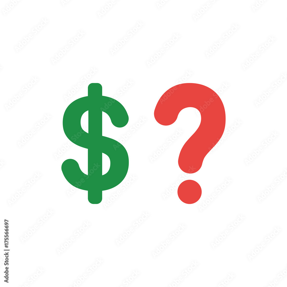 Flat design vector concept of dollar with question mark Flat design vector concept of dollar with question mark
