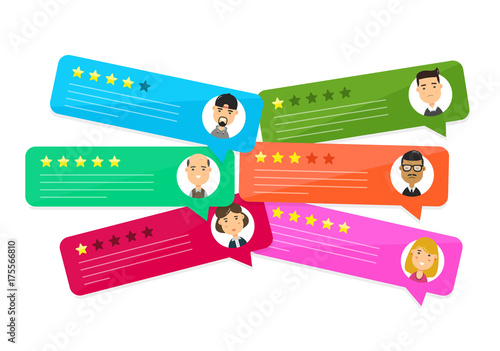 Review rating bubble speeches. Vector 