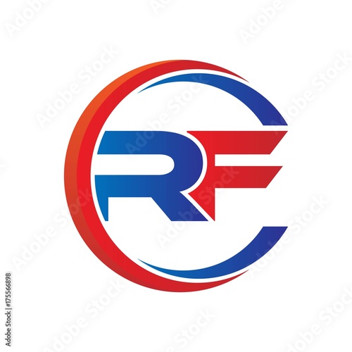 Free Download rf logo vector modern initial swoosh circle blue and red - GFXLoad