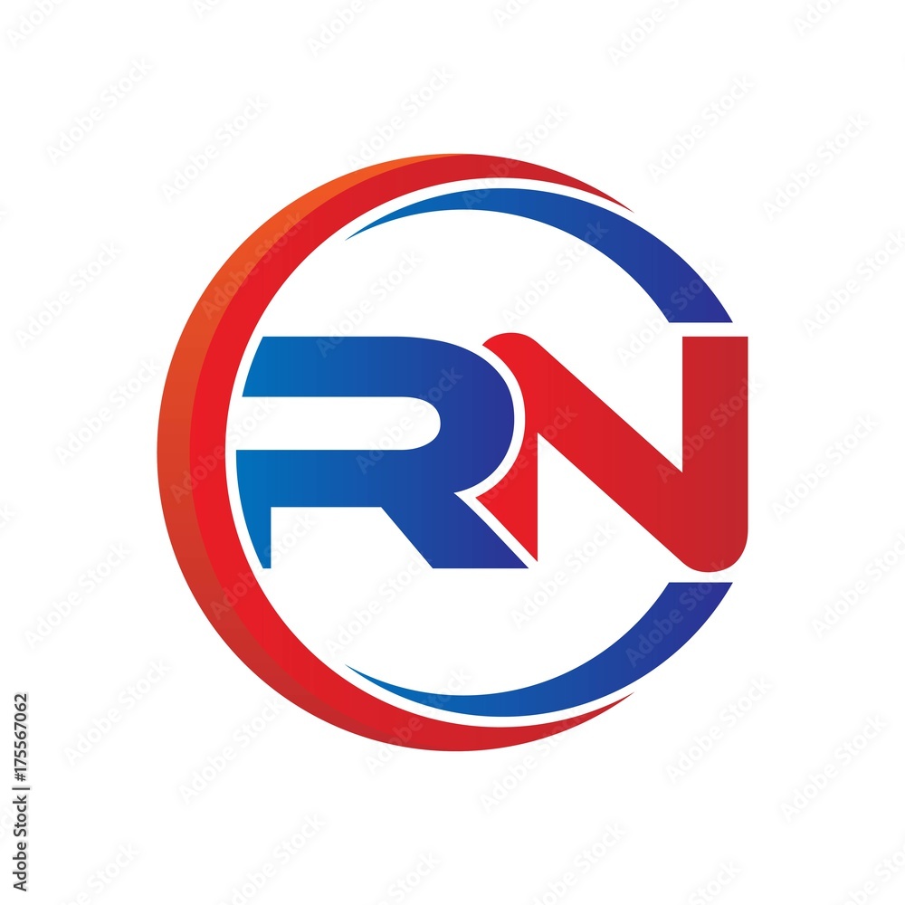 rn logo vector modern initial swoosh circle blue and red rn logo vector modern initial swoosh circle blue and red