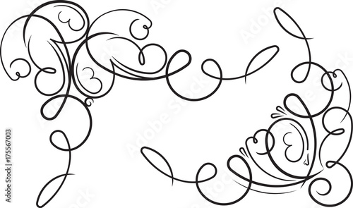 Pair of ornamental decorative floral corners. Vector illustration for your design or tattoo.