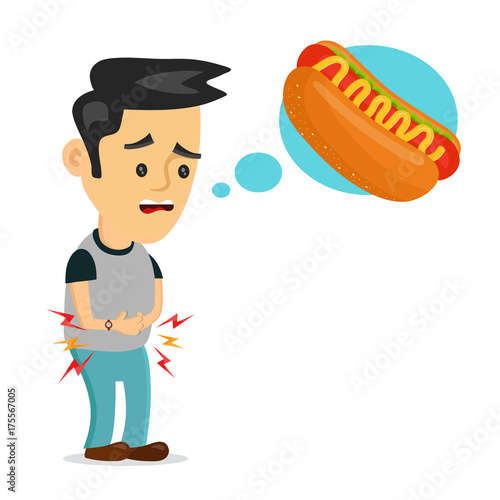 Young suffering sad man is hungry.