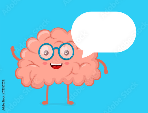 Strong cute healthy happy brain character 