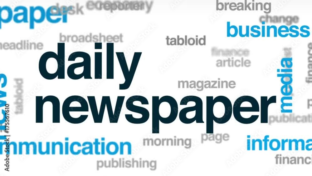 Daily newspaper animated word cloud, text design animation. Daily newspaper animated word cloud, text design animation.