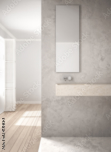 Blur background interior design  bathroom close-up  marble wall and parquet floor  minimalistic architecture