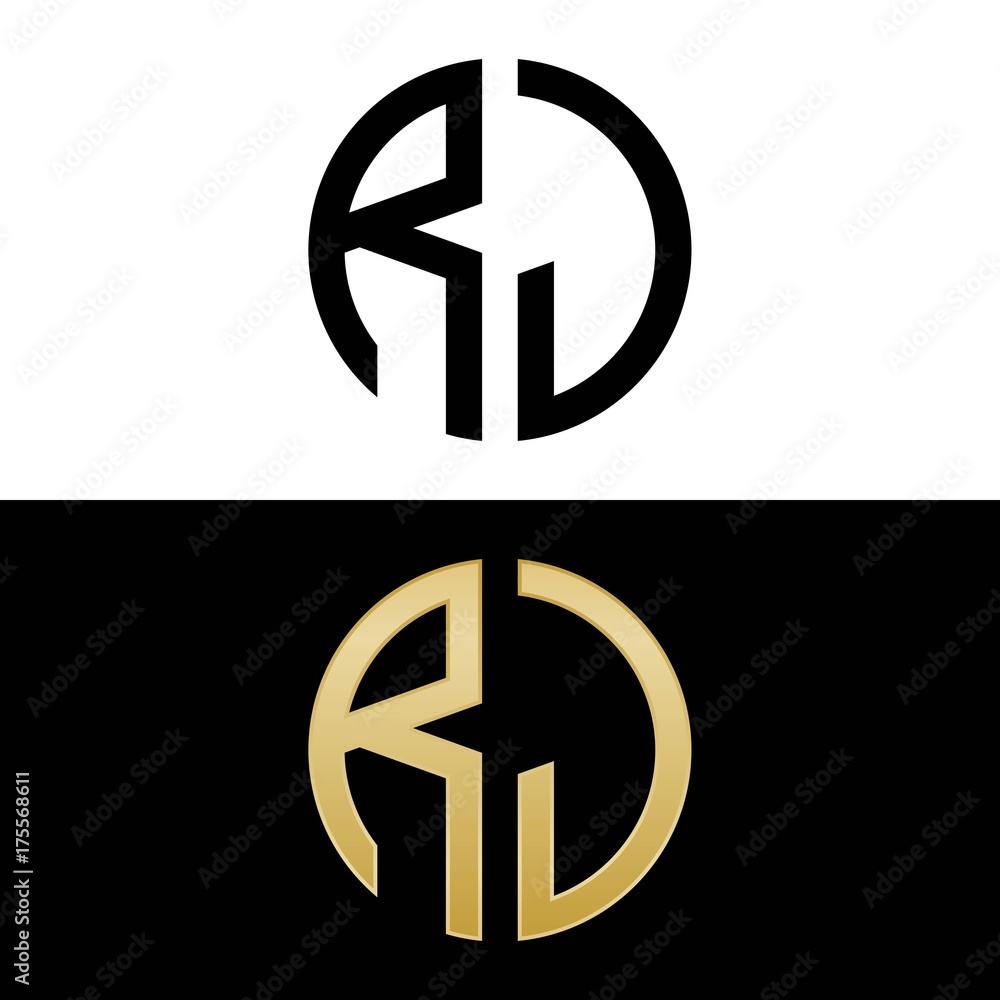 rj initial logo circle shape vector black and gold rj initial logo circle shape vector black and gold