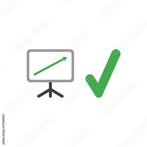 Flat design vector concept of sales presentation chart arrow moving up with check mark