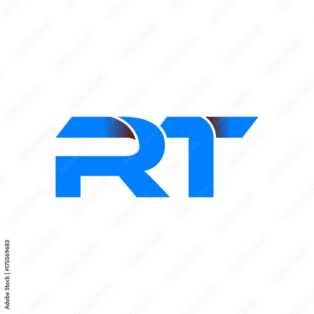 rt logo initial logo vector modern blue fold style rt logo initial logo vector modern blue fold style