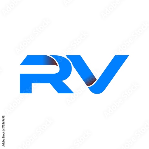 rv logo initial logo vector modern blue fold style