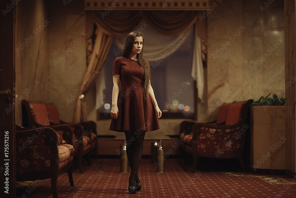 lonely sad woman in the hotel interior lonely sad woman in the hotel interior