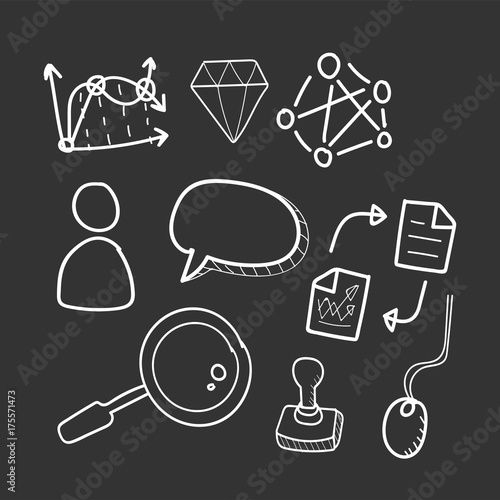 Doodle set of computer network icons