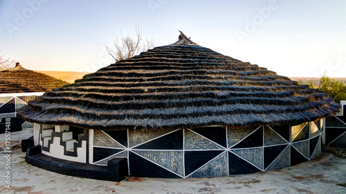 Traditional Ndebele hut at Botshabelo, Mpumalanga, South Africa