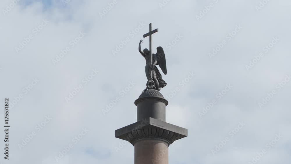 Time-Lapse of the sculpture of angel on the Alexander Column on the Palace Square - St Petersburg, Russia Time-Lapse of the sculpture of angel on the Alexander Column on the Palace Square - St Petersburg, Russia