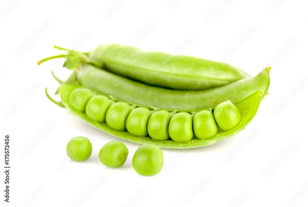 fresh green peas isolated on a white background fresh green peas isolated on a white background