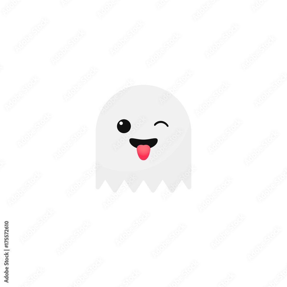 Vector ghost emoji character Halloween icon isolated on white background Vector ghost emoji character Halloween icon isolated on white background