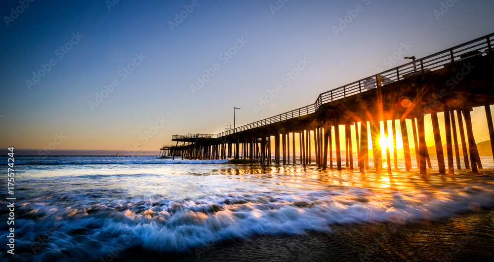 Sunset at pismo pier