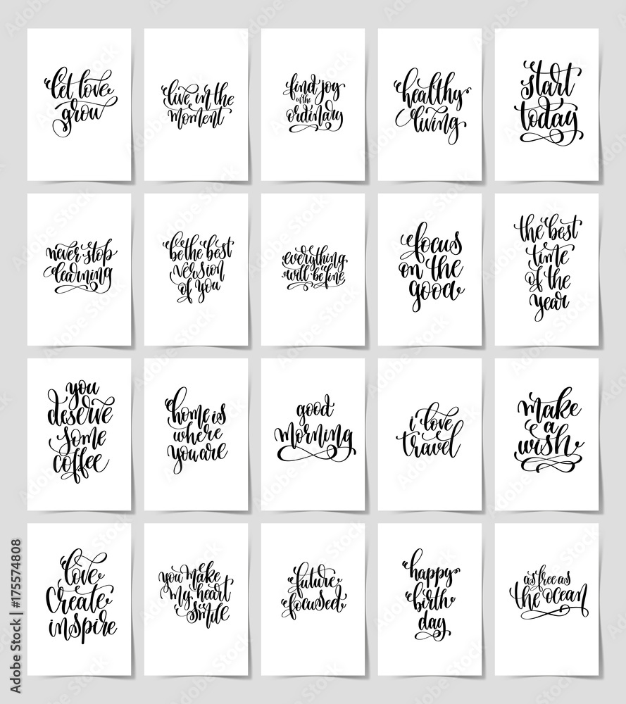 set of 20 black and white hand lettering magic quotes posters ...