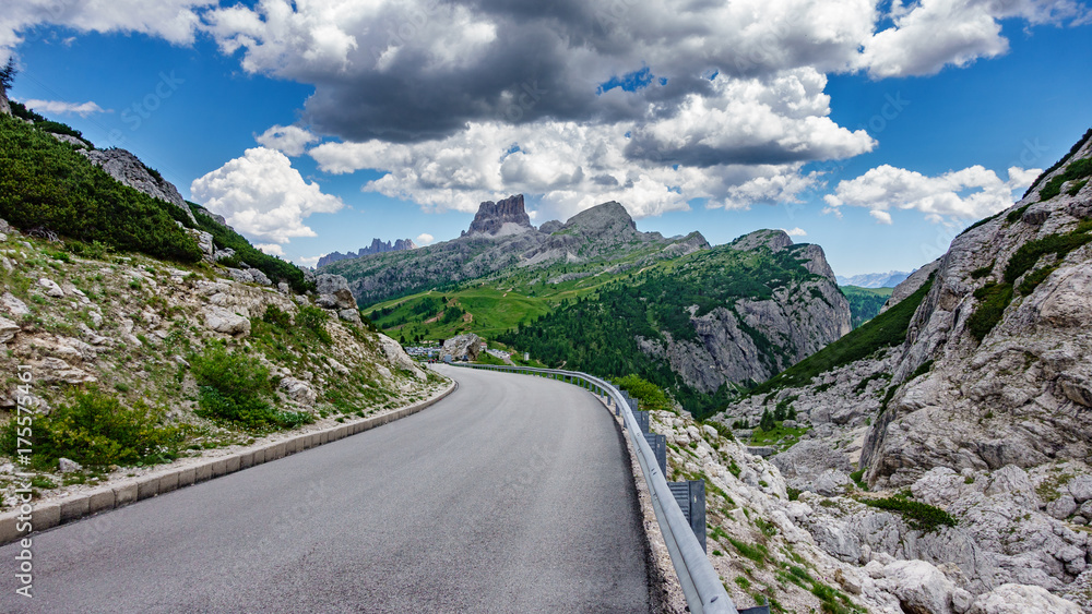 Dolomite road in Falzarego Pass
