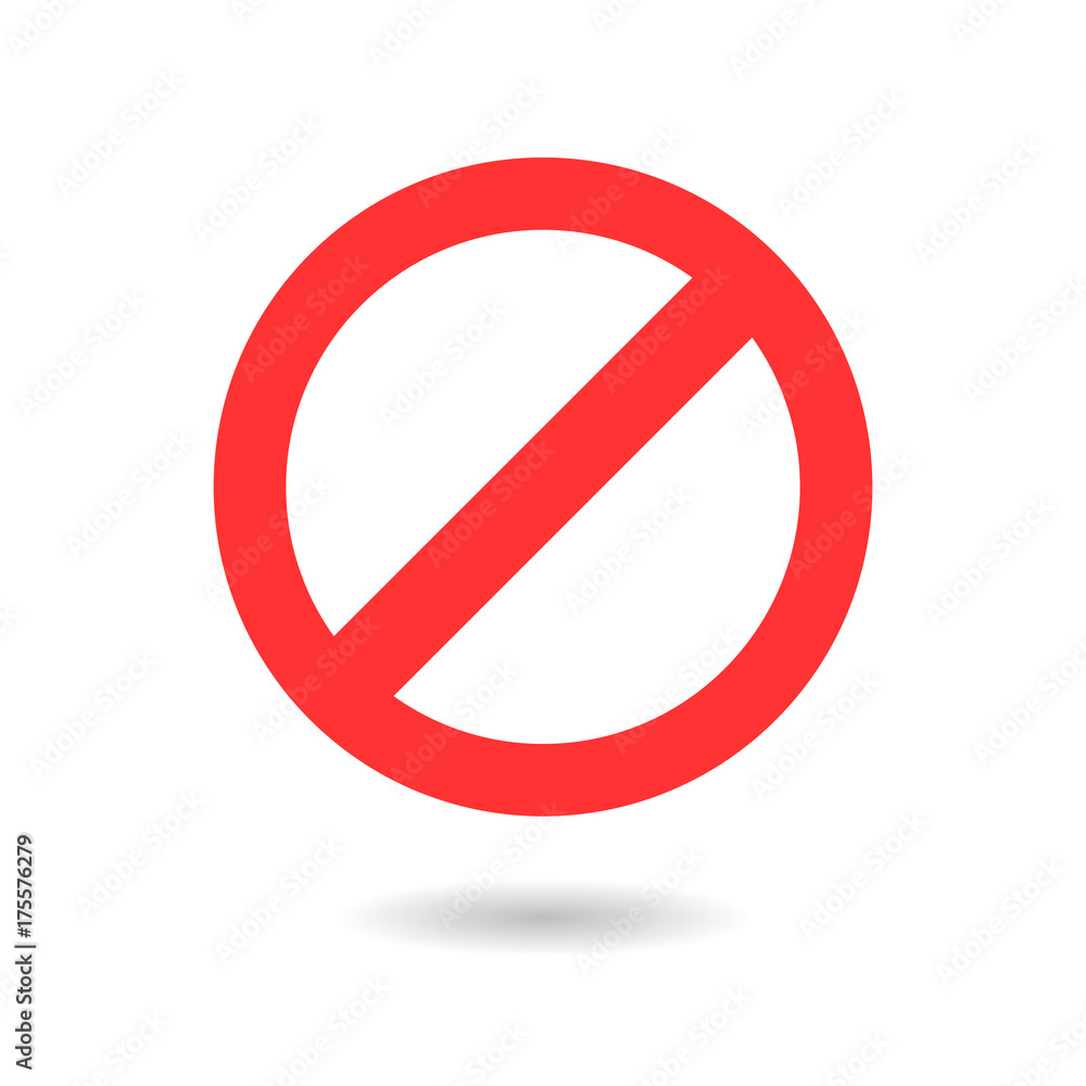 Prohibited simple red sign with shadow on white background Prohibited simple red sign with shadow on white background