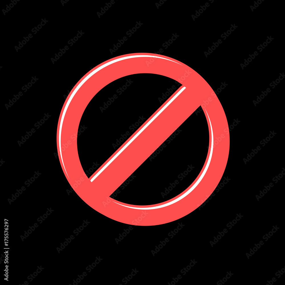Prohibited red vector sign in flat cartoon style. Icon for your design Prohibited red vector sign in flat cartoon style. Icon for your design