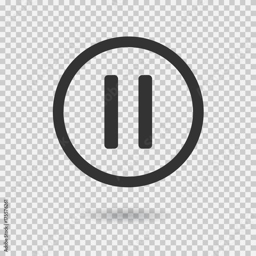Pause icon with shadow. Vector button for web or app