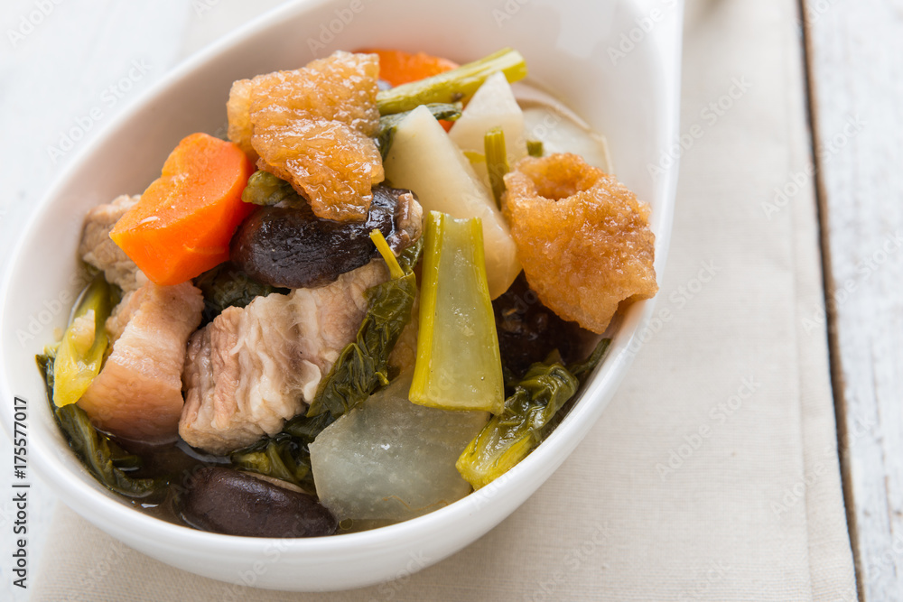Chinese vegetable stew, mixture of vegetables and pork Chinese vegetable stew, mixture of vegetables and pork