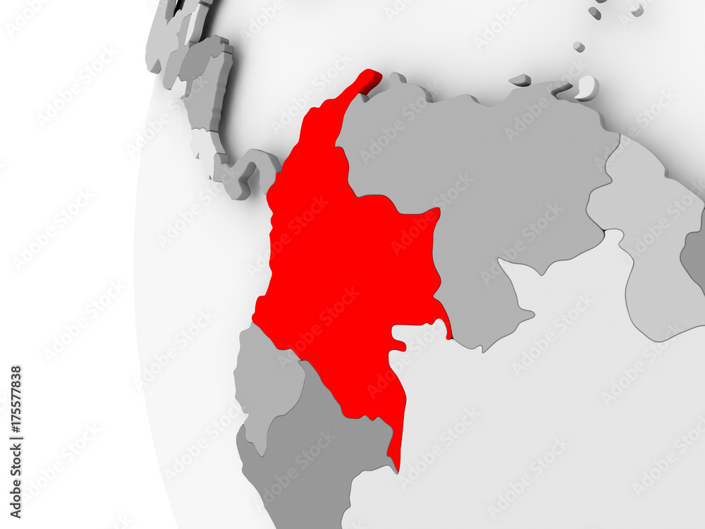 Colombia on grey globe Colombia on grey globe