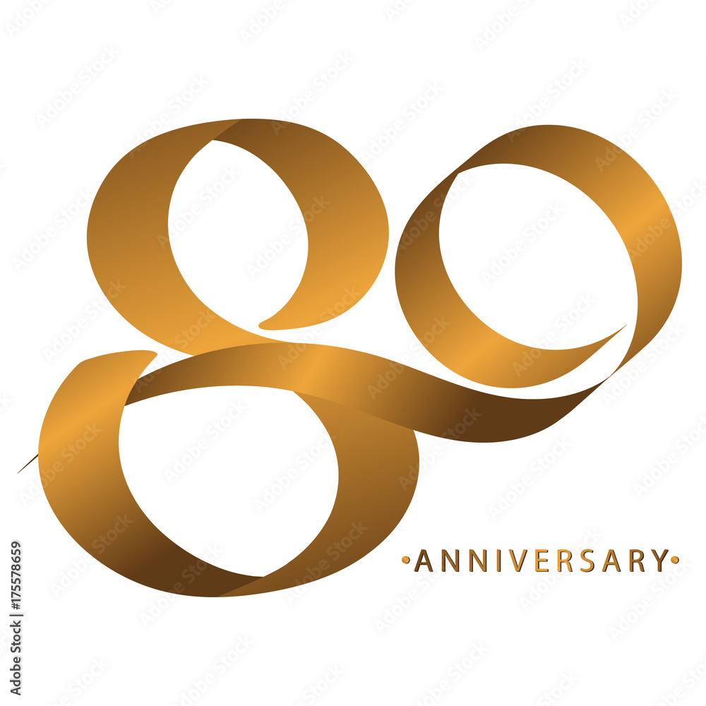 Handwriting celebrating, anniversary of number 80th year anniversary, Luxury duo tone gold brown for invitation card, backdrop, label or stationary Handwriting celebrating, anniversary of number 80th year anniversary, Luxury duo tone gold brown for invitation card, backdrop, label or stationary