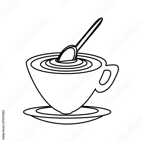 capuccino  and spoon vector illustration