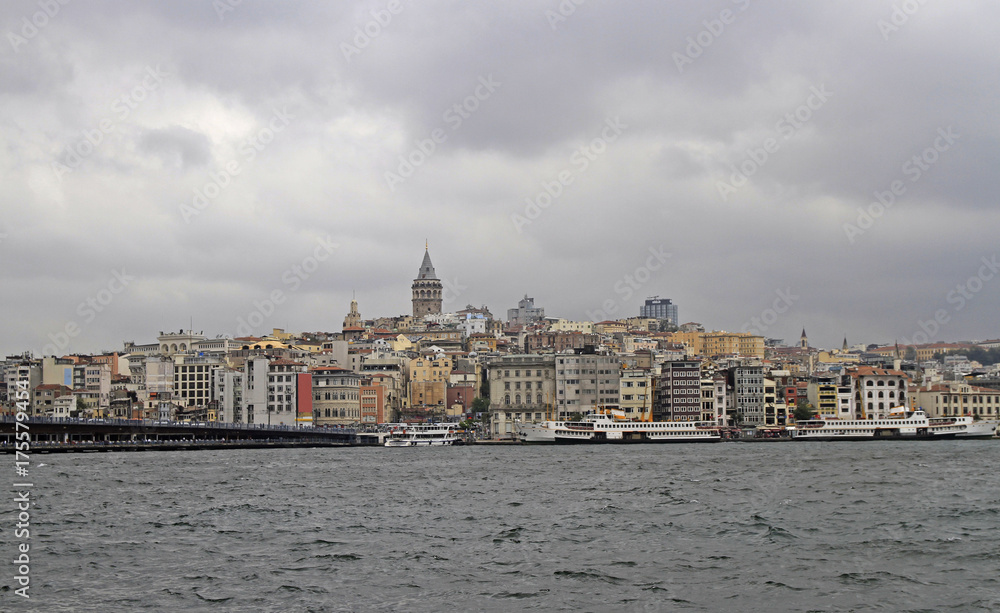 Galata bridge and Galata tower in Istanbul