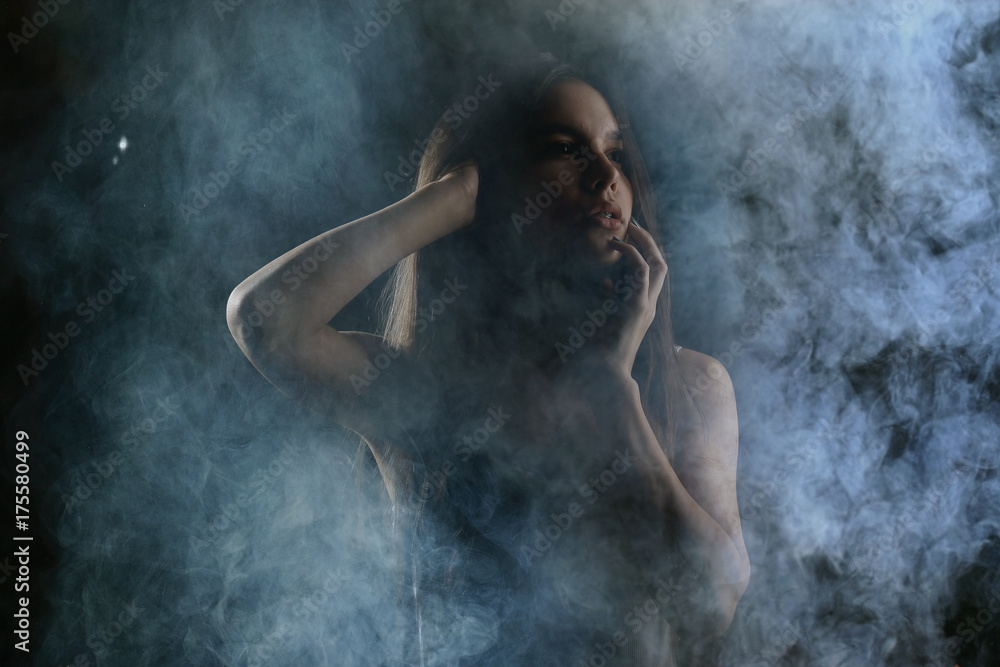 Portrait of a sexy girl with smoke Portrait of a sexy girl with smoke