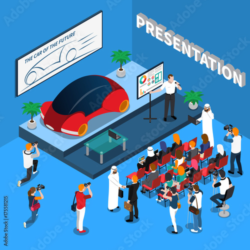 Car Presentation Isometric Composition