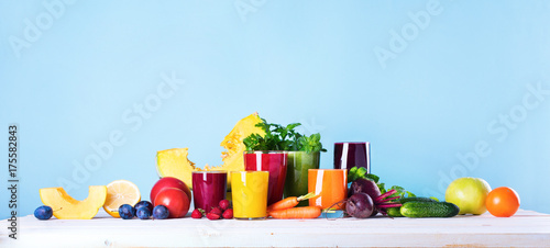 Juices Smoothie Different Glasses Health Concept photo