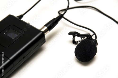 Professional Wireless Microphone or Lavalier on white background