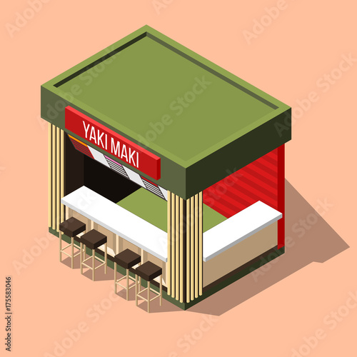 Isometric Sushi Bar Background