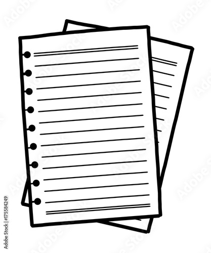 notebook sheet / cartoon vector and illustration, black and white, hand drawn, sketch style, isolated on white background.