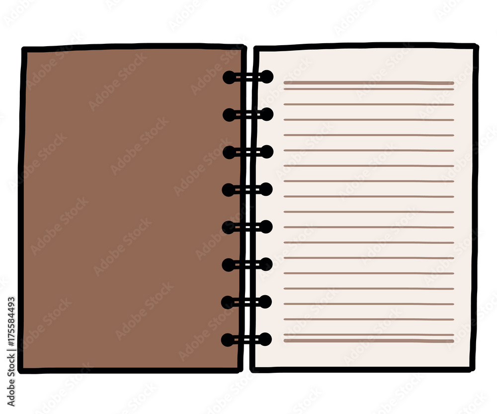 brown new notebook / cartoon vector and illustration, hand drawn style,  isolated on white background. Stock Vector | Adobe Stock
