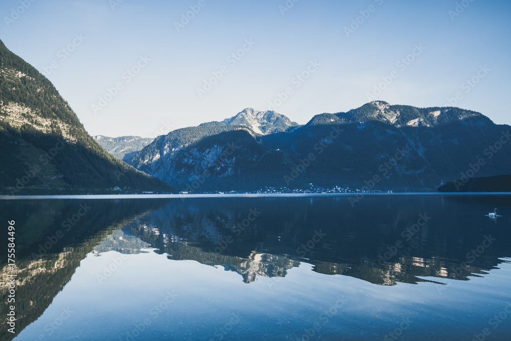 Alpine mountain lake reflection