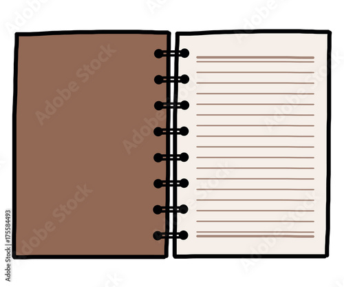 brown new notebook / cartoon vector and illustration, hand drawn style, isolated on white background.