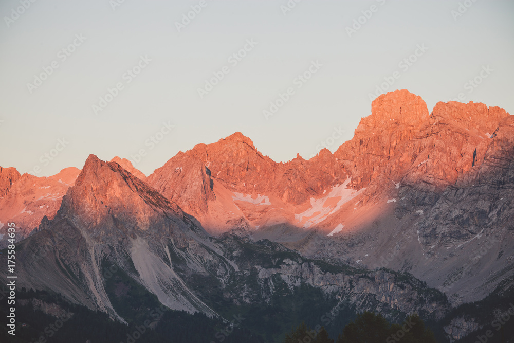Alpine mountain silhouette landscape