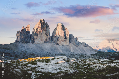 Tre Cime mountain at beautiful sunrise