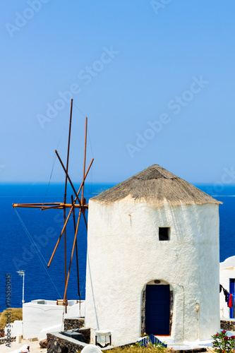 Windmill of Oia village on Santorini island, Greece